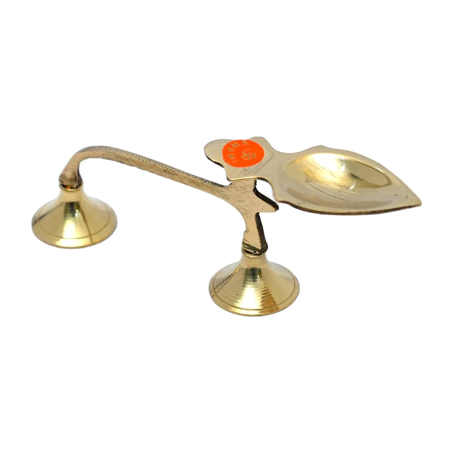 Brass Leaf Diya Stand