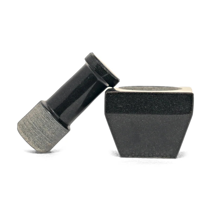 Black Granite Square Mortar & Pestle (Tapered)
