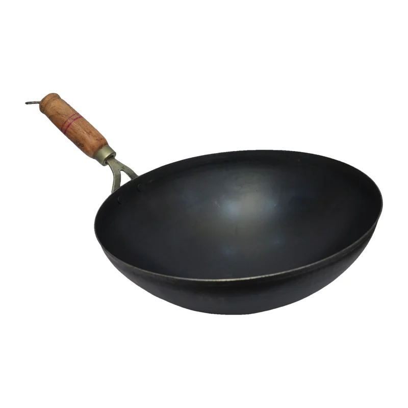 Iron Wok with Long Wooden Handle
