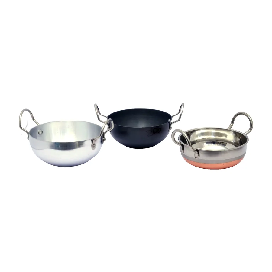 Kadai Set, Aluminium, Iron and Steel (3 Piece)