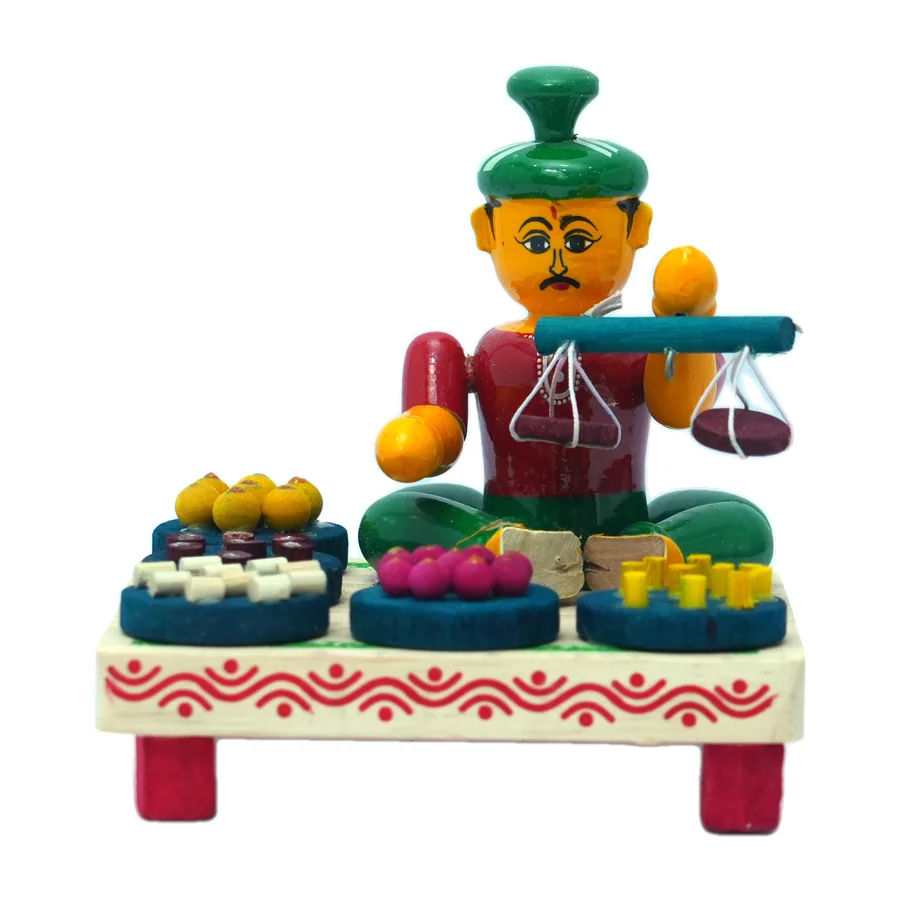 Kondapalli Grocer with Weighing Scale Doll