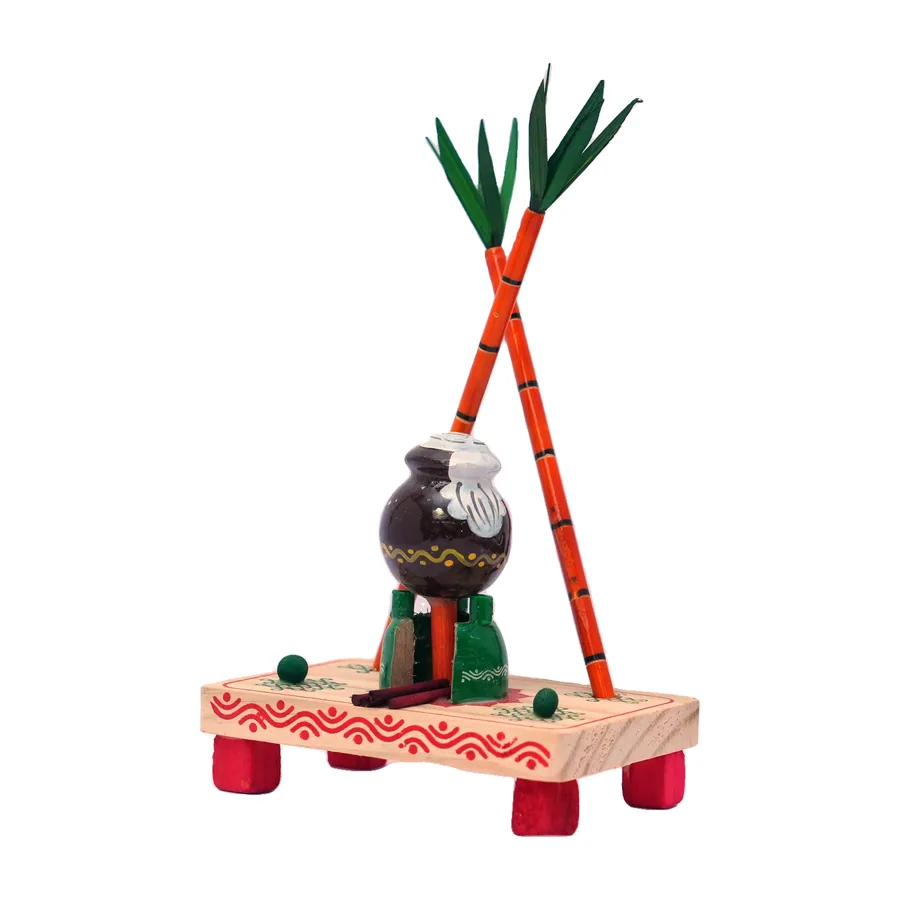 Kondapalli Pongal Pot with Sugarcane Scene