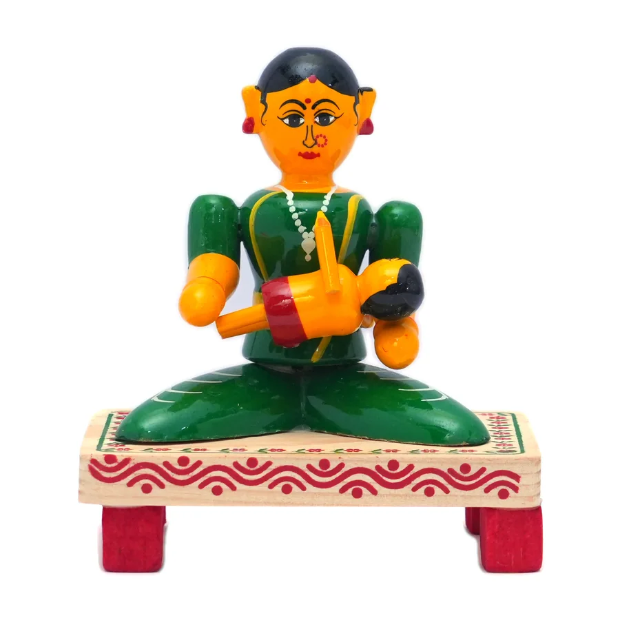 Kondapalli Seated Woman Doll, Green Blouse