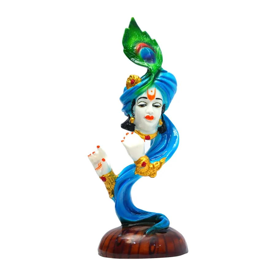 Krishna Bust Idol, Blue Turban