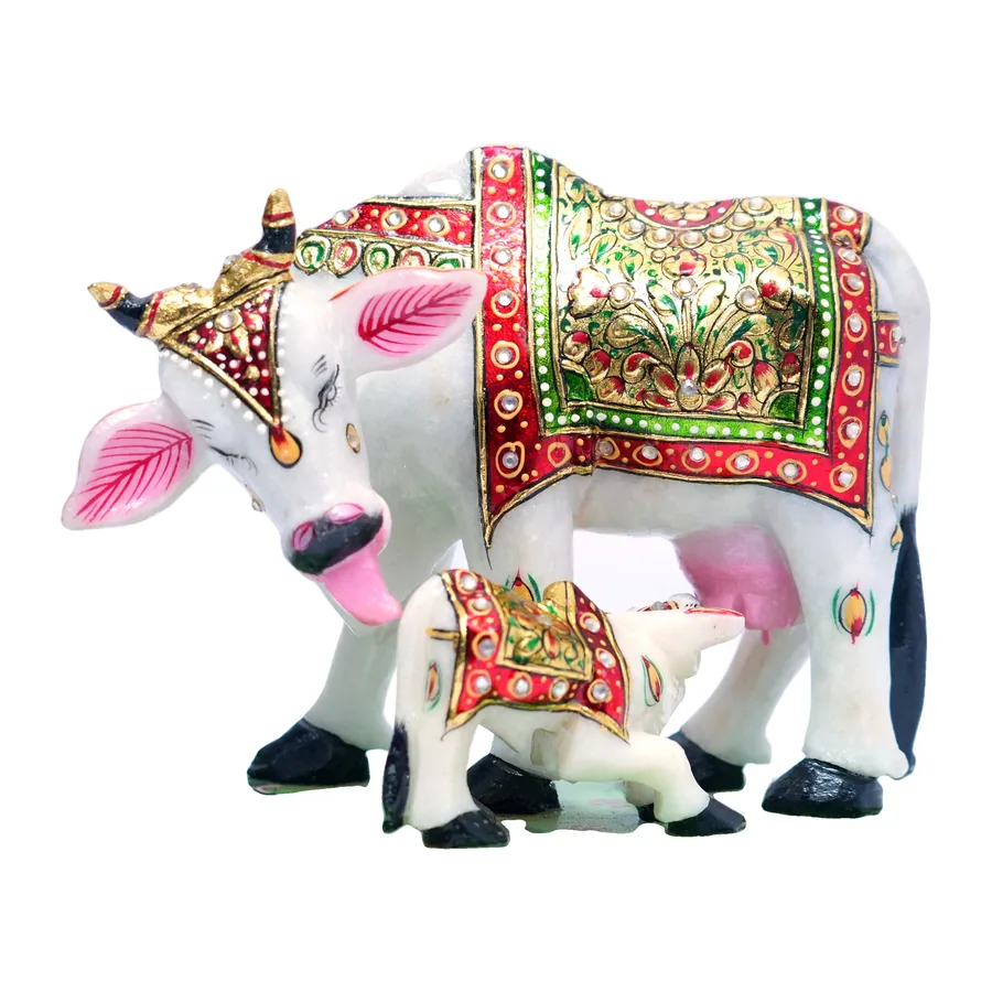 Kamadhenu Cow and Calf, Marble