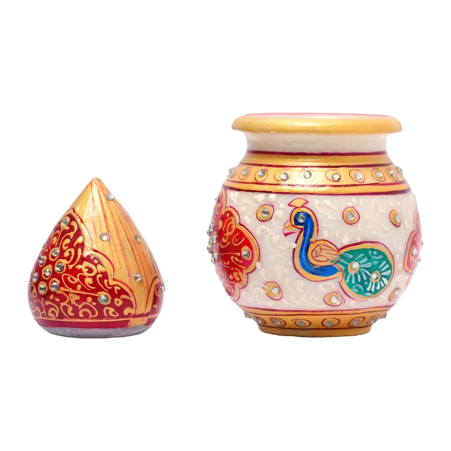Marble Painted Matka with Lid