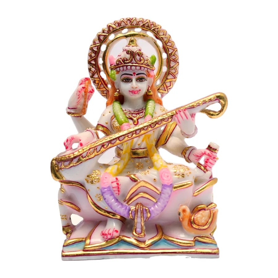Saraswati Idol with Veena, Marble