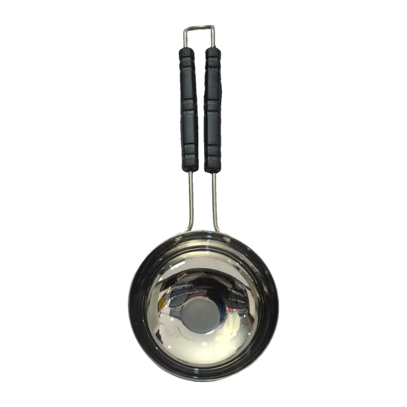 Stainless Steel Tadka Pan with Black Handles