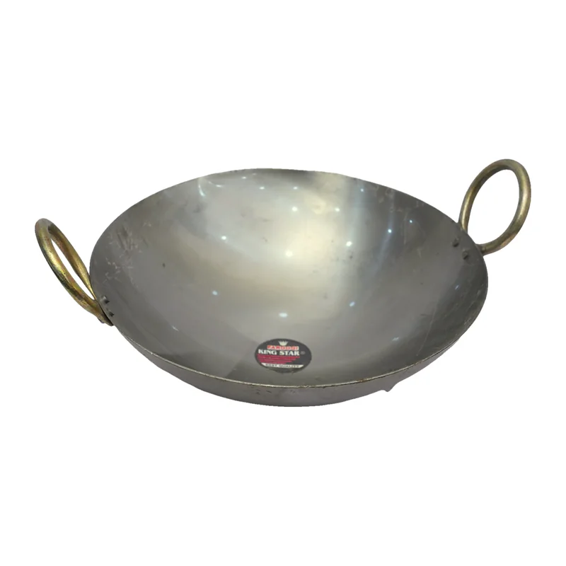 Steel Kadai with Brass Ring Handles (Farooqi King Star)