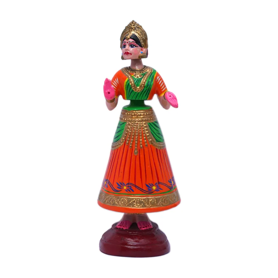 Tanjore Dancing Doll, Orange Skirt