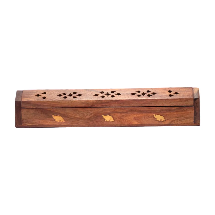 Wooden Incense Box, Elephant Inlay