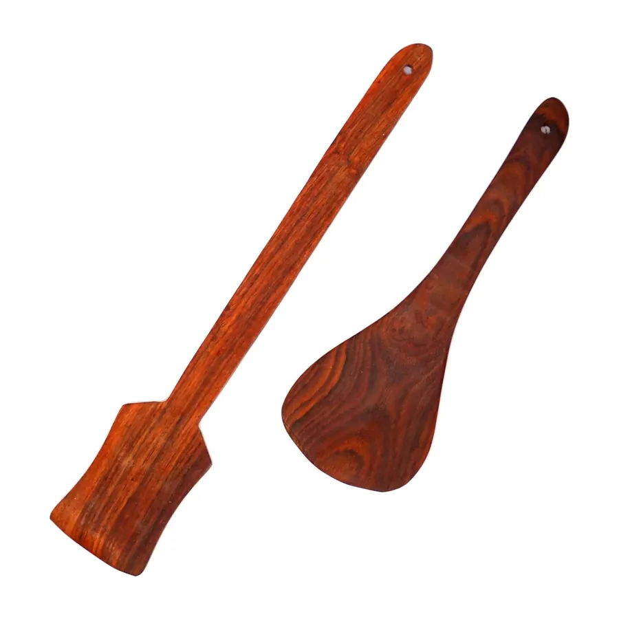 Wooden Spatula and Spoon, Pair