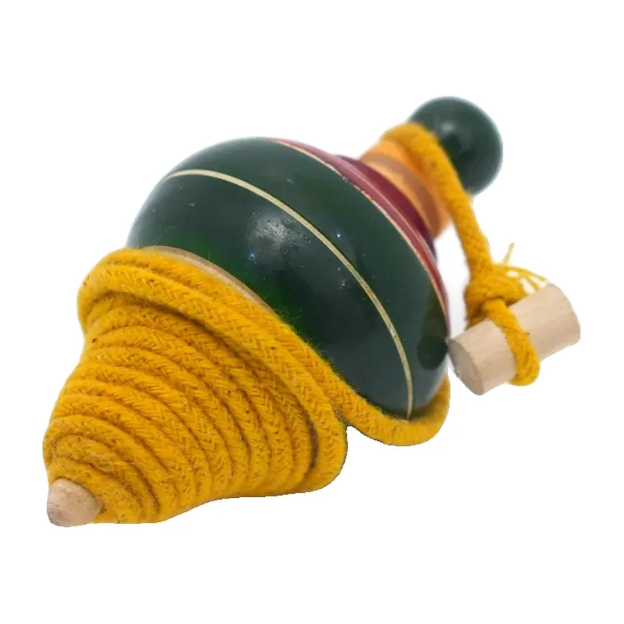 Wooden Spinning Top with Rope
