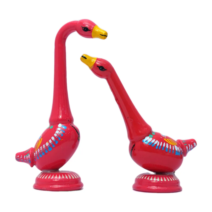 Painted Wooden Swan Pair